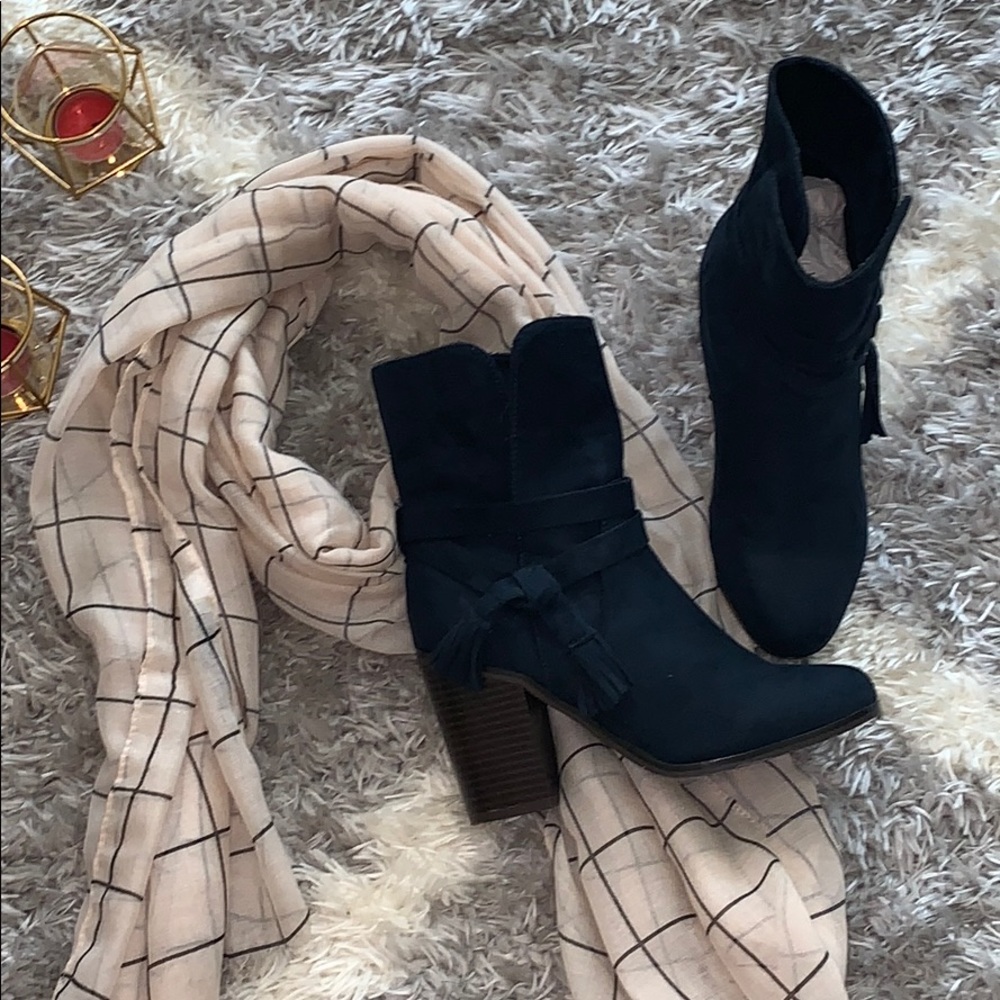 Navy Blue Parker and Sky Midi Suede Boots
